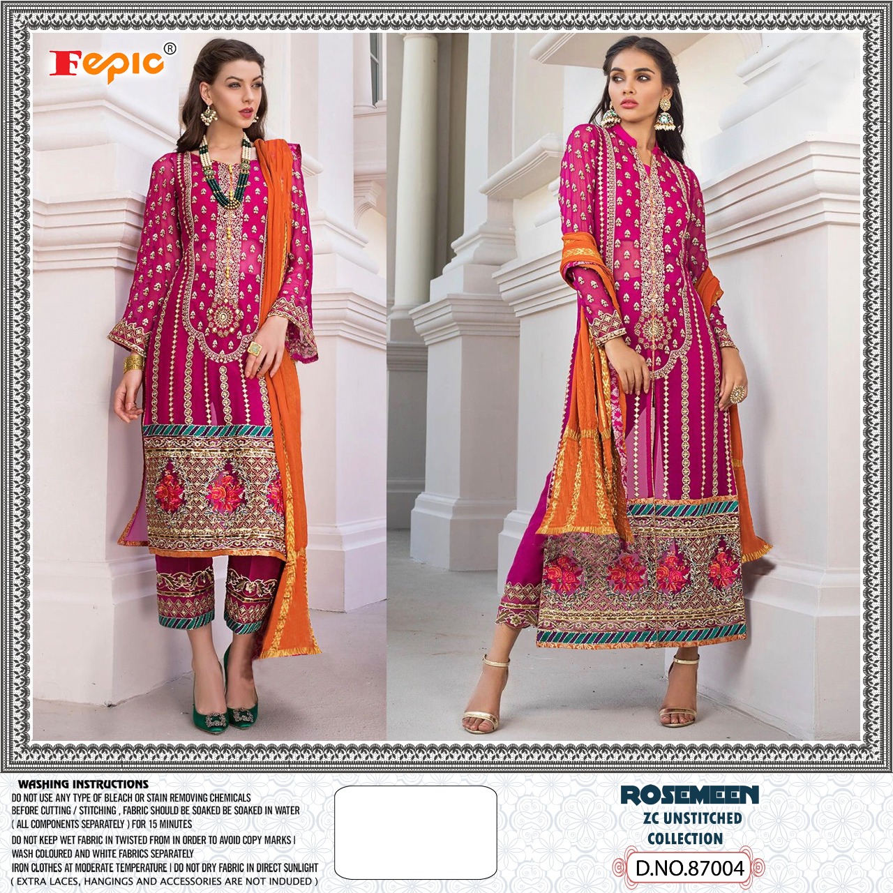 fepic rosemeen d no c 87004 georgette attrective look salwar suit singal