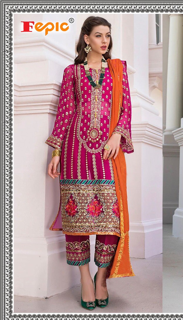 fepic rosemeen d no c 87004 georgette attrective look salwar suit singal