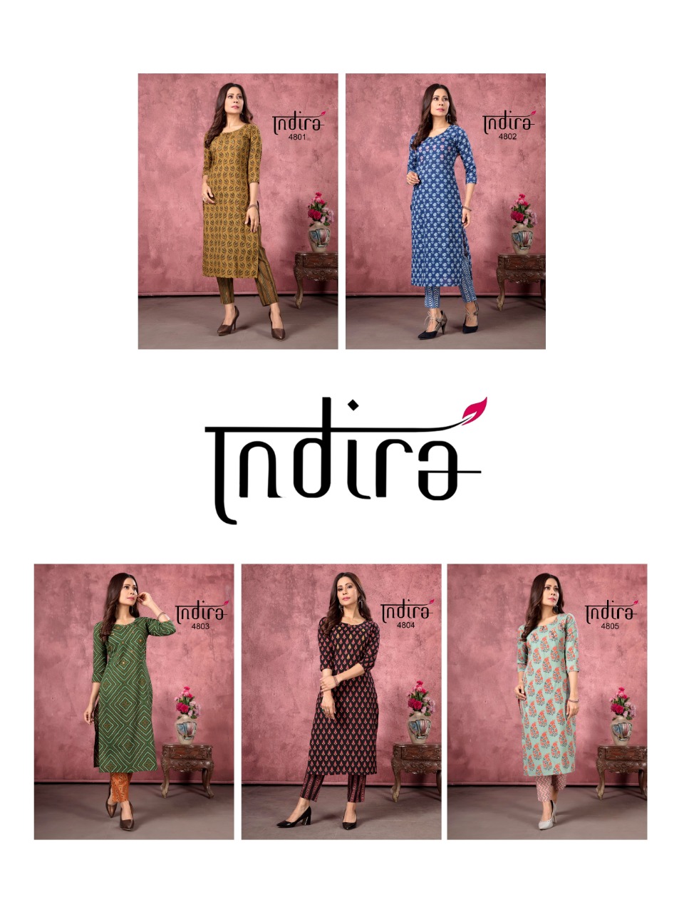 indira apparel roz meher vol 2  cotton classic trendy look kurti with bottom catalog