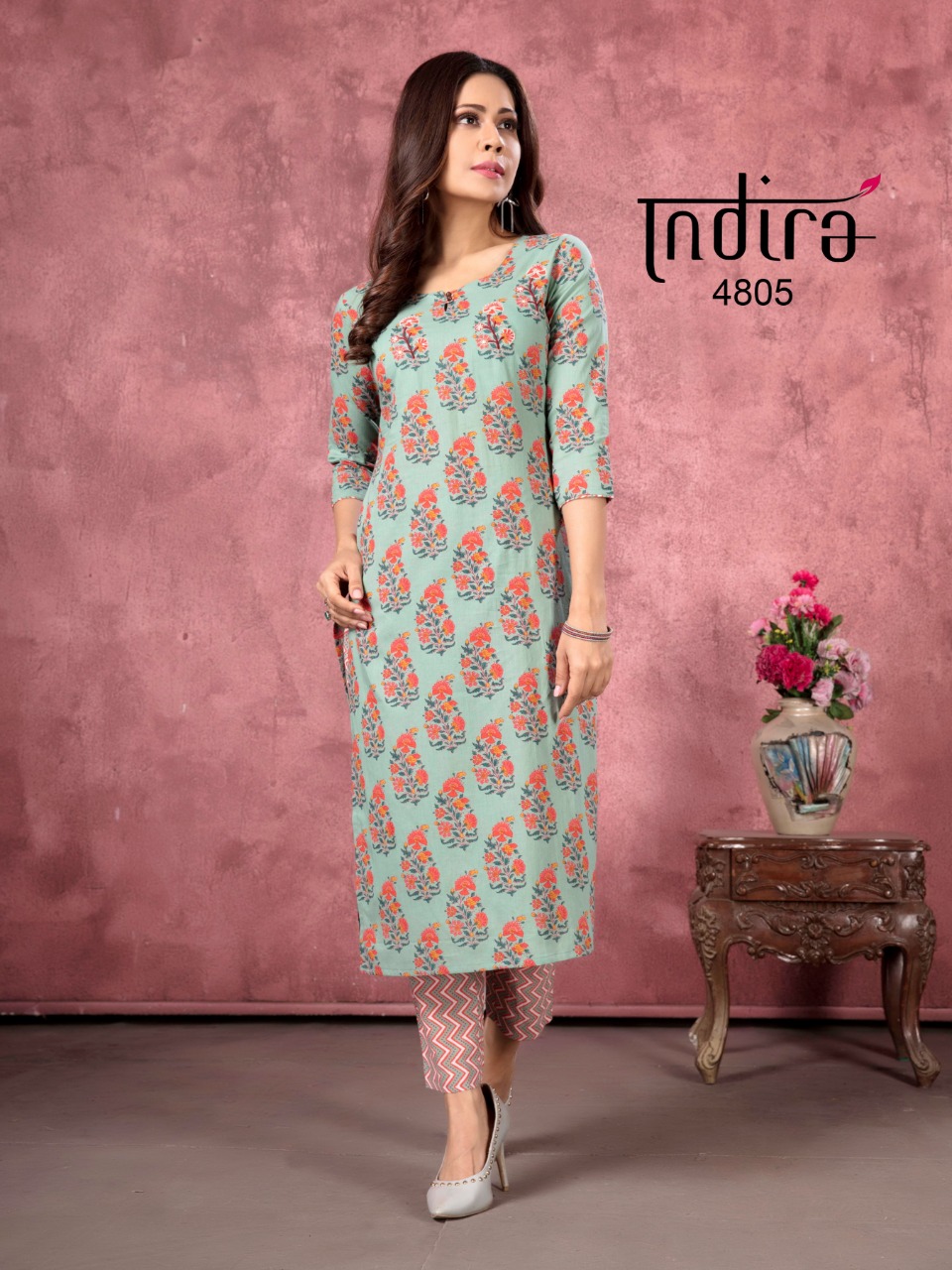 indira apparel roz meher vol 2  cotton classic trendy look kurti with bottom catalog