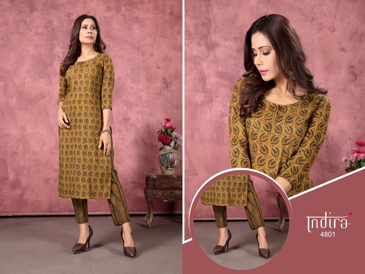 indira apparel roz meher vol 2  cotton classic trendy look kurti with bottom catalog