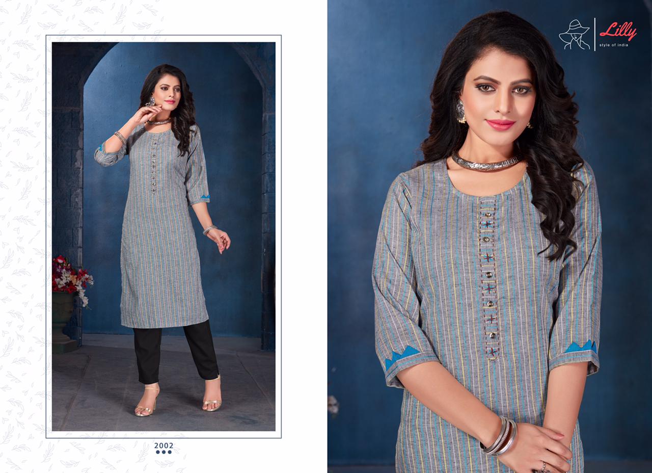 lilly style of india amira riyon classic trendy look kurti catalog