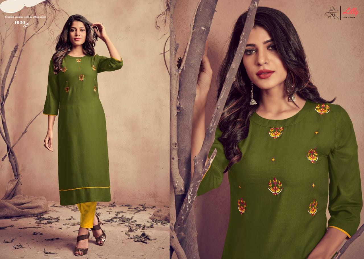 lilly style of india mariya with pent  rayon catchy look kurti with pent catalog