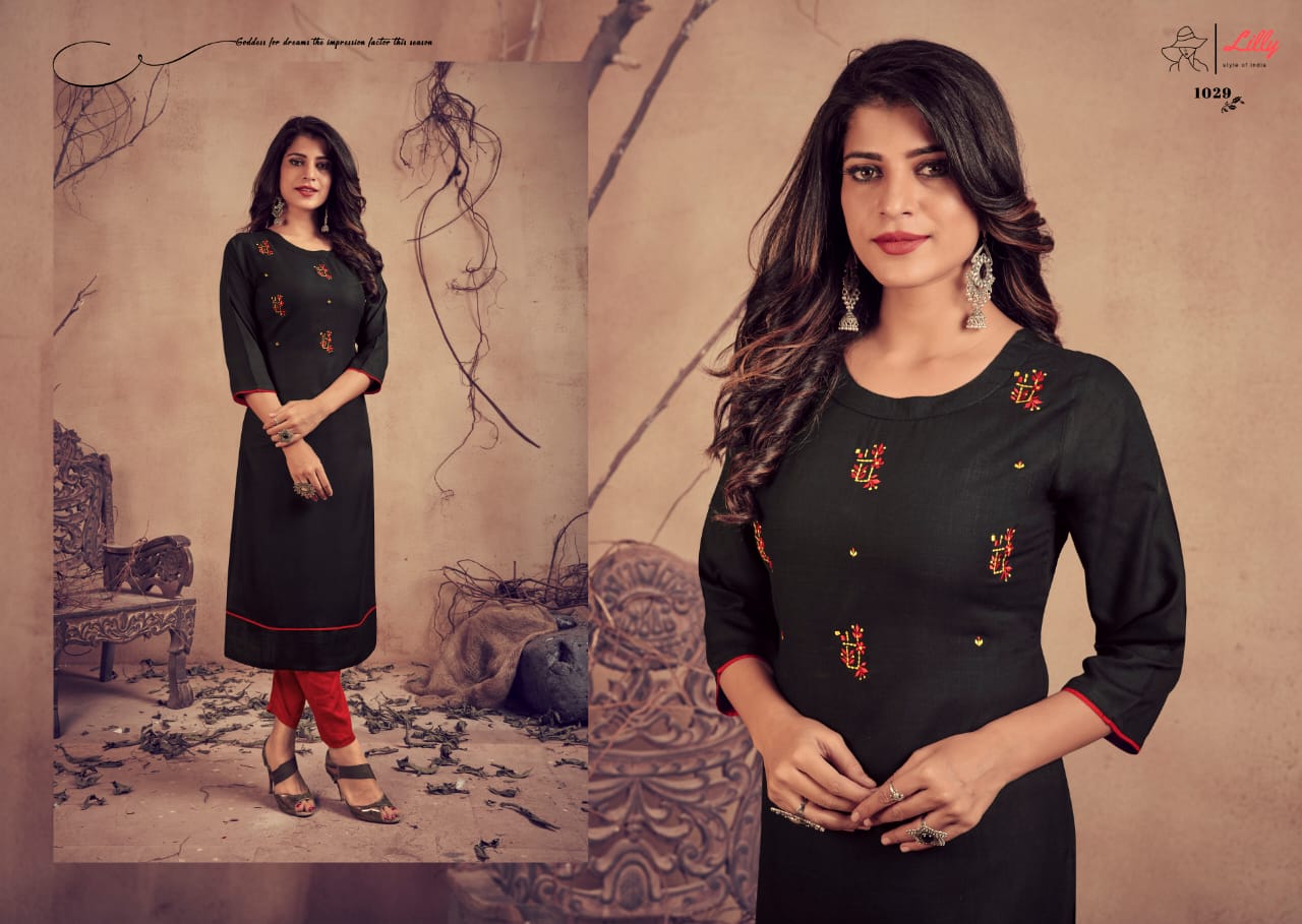 lilly style of india mariya with pent  rayon catchy look kurti with pent catalog