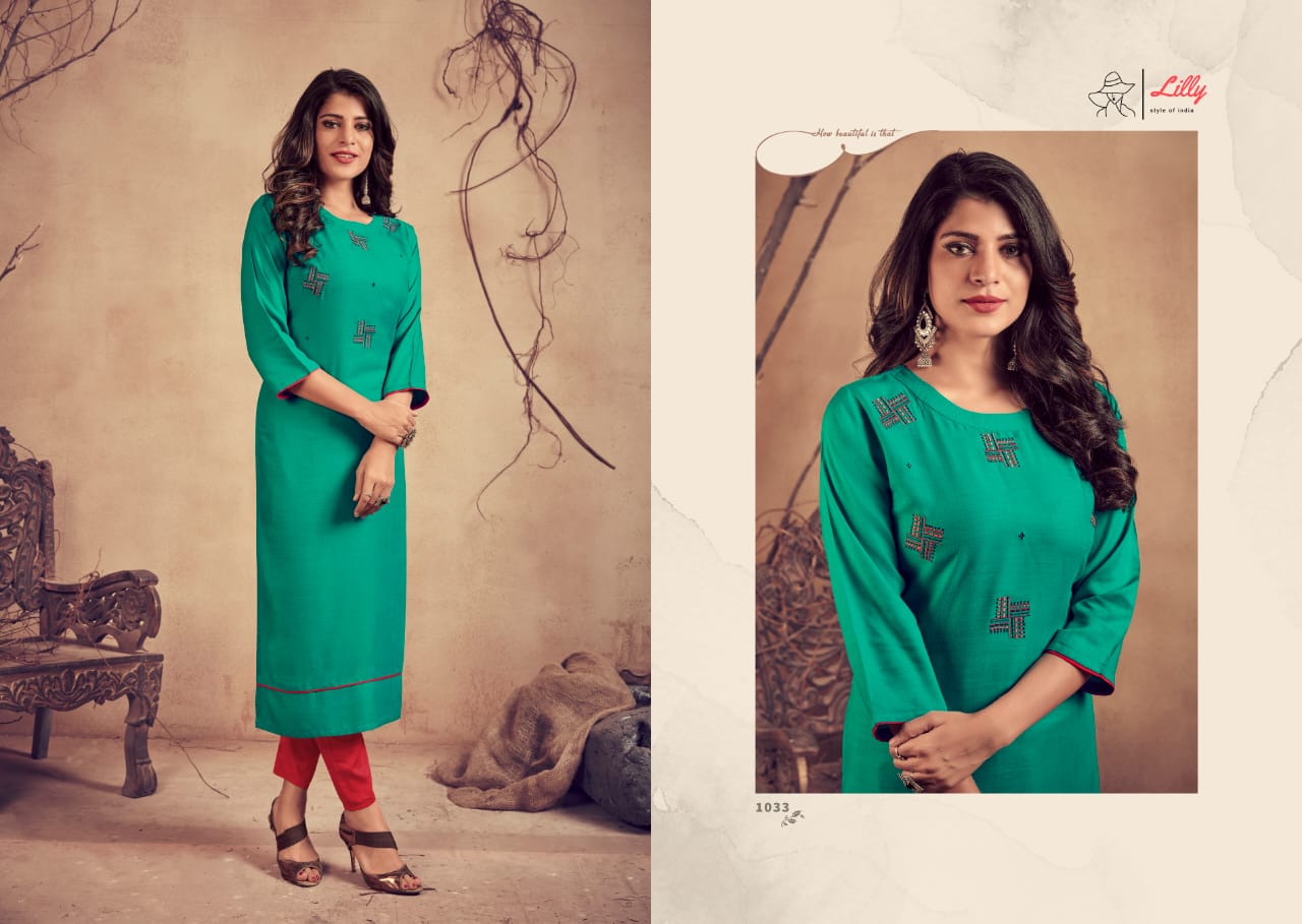 lilly style of india mariya with pent  rayon catchy look kurti with pent catalog