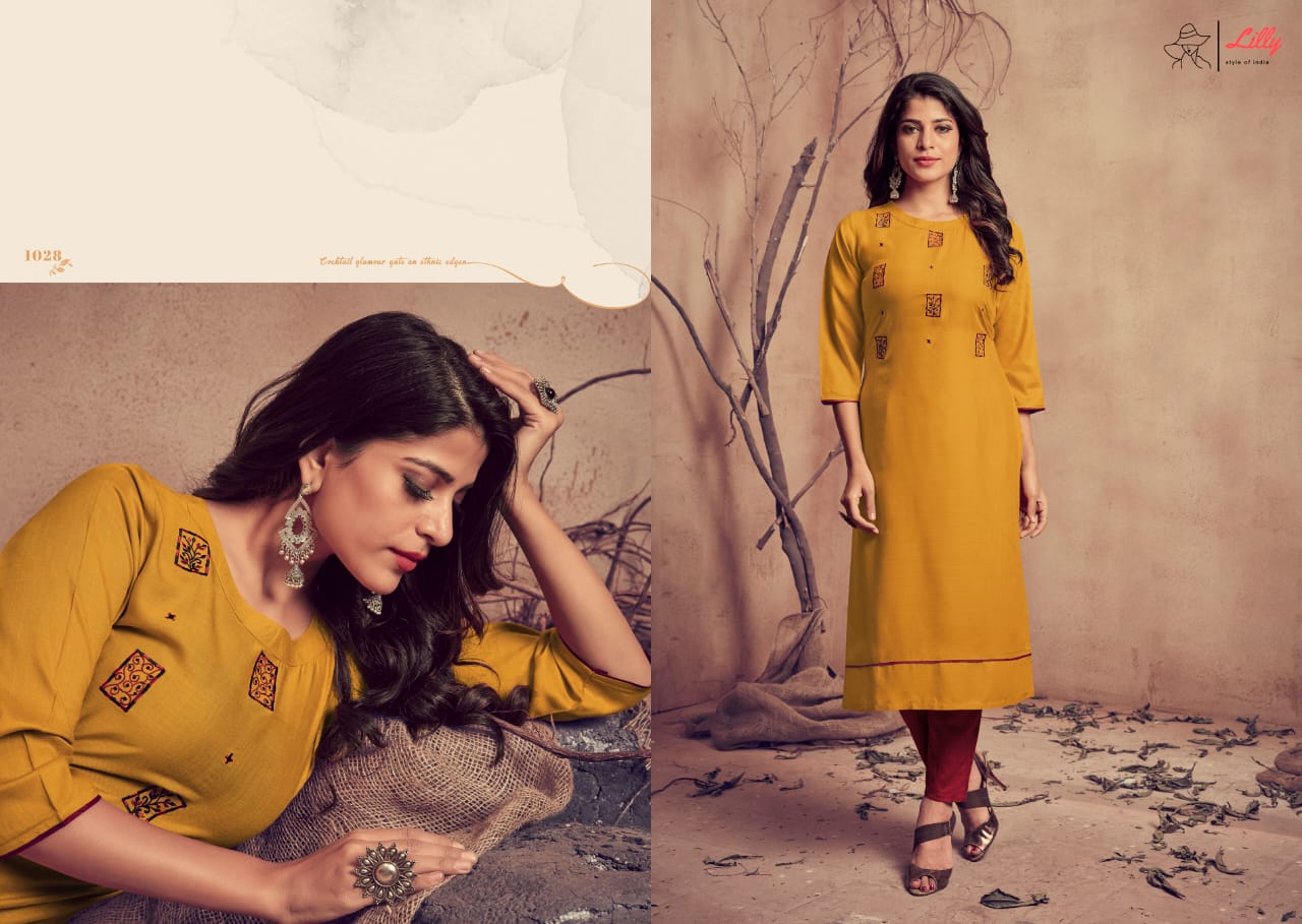 lilly style of india mariya with pent  rayon catchy look kurti with pent catalog