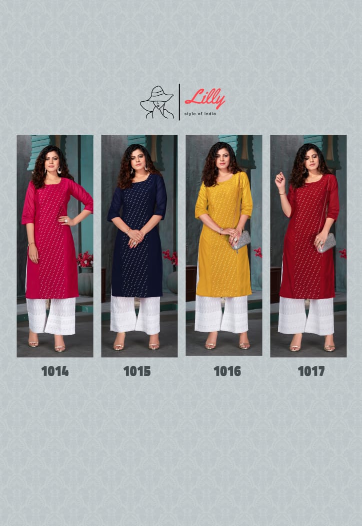 lilly style of india zubeda chanderi greceful look kurti with plazzo catalog