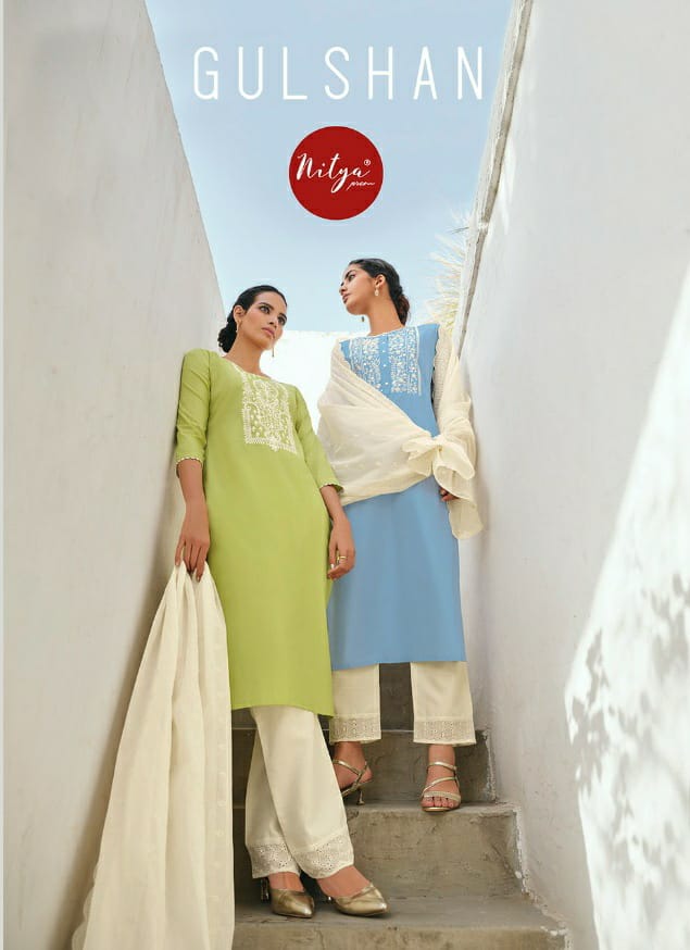 lt nitya gulshan cotton authentic fabric top bottom with duaptta catalog