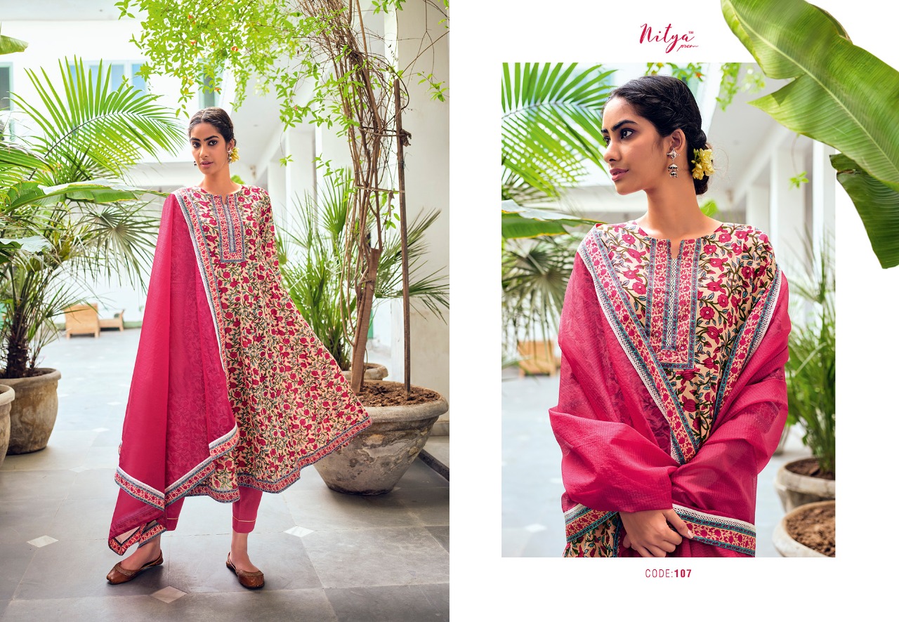 lt nitya kasak cotton exclusive print top with bottom and dupatta catalog