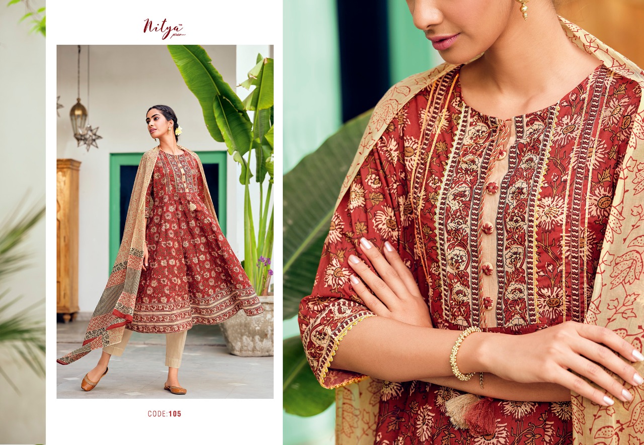 lt nitya kasak cotton exclusive print top with bottom and dupatta catalog