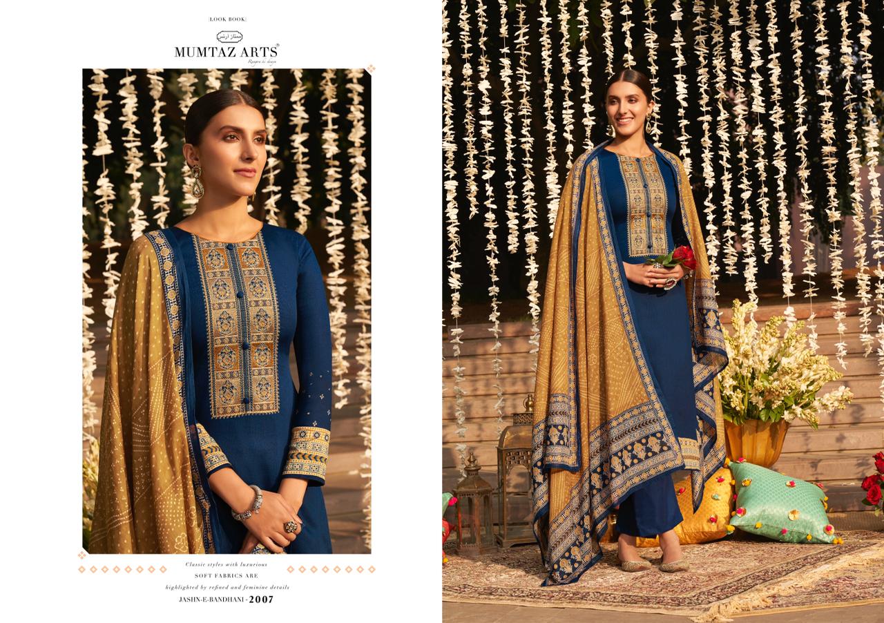 mumtaz arts jash e bandhani jam satin innovative style  salwar suit catalog