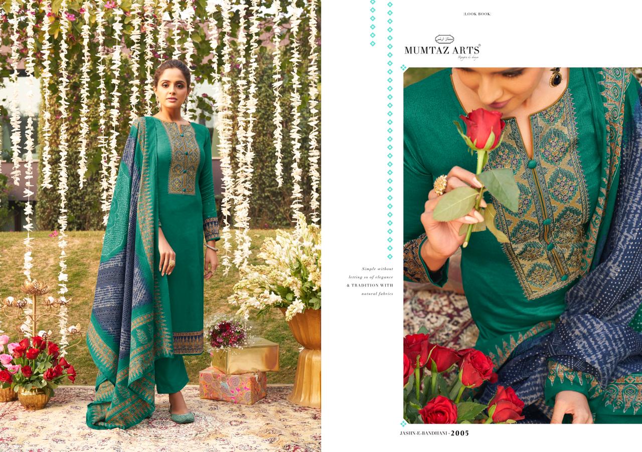 mumtaz arts jash e bandhani jam satin innovative style  salwar suit catalog