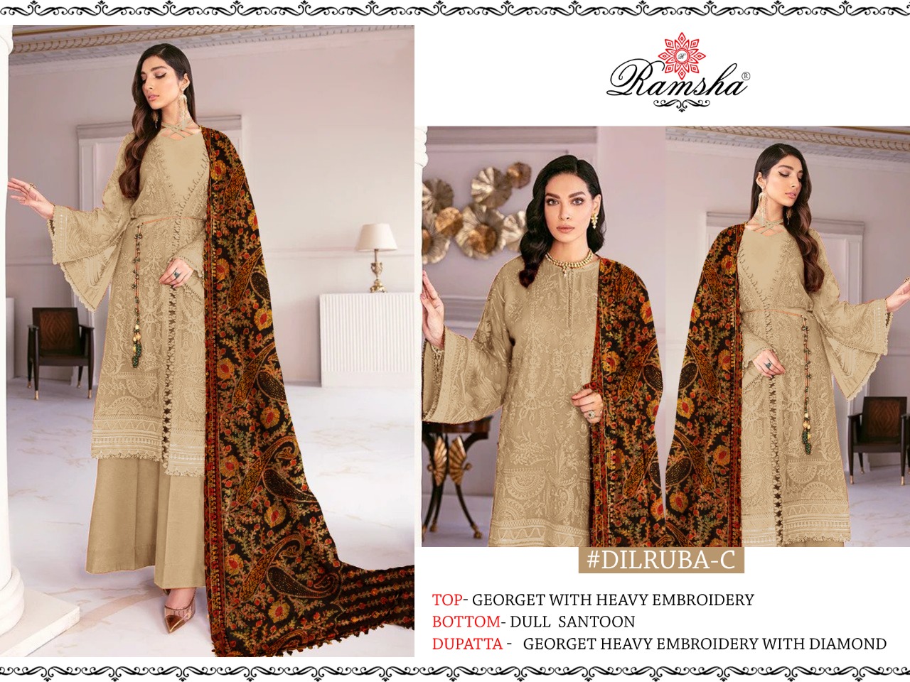 Ramsha  RAMSHA Dilruba C Salwar Kameez Georgget Singles