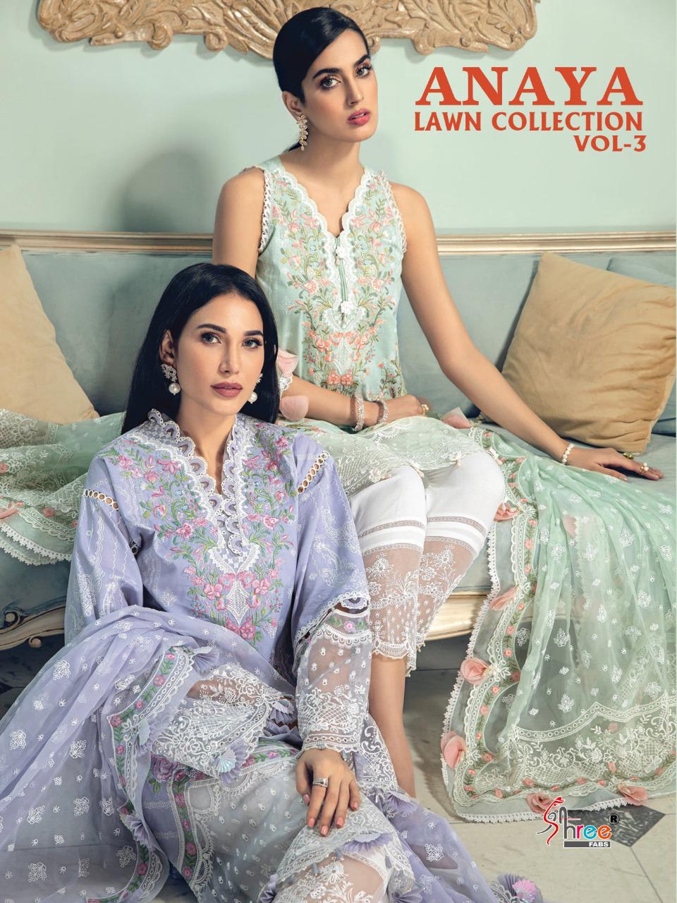 shree fab anaya lawn collection vol 3 pure lawn gorgeous look salwar suit  catalog