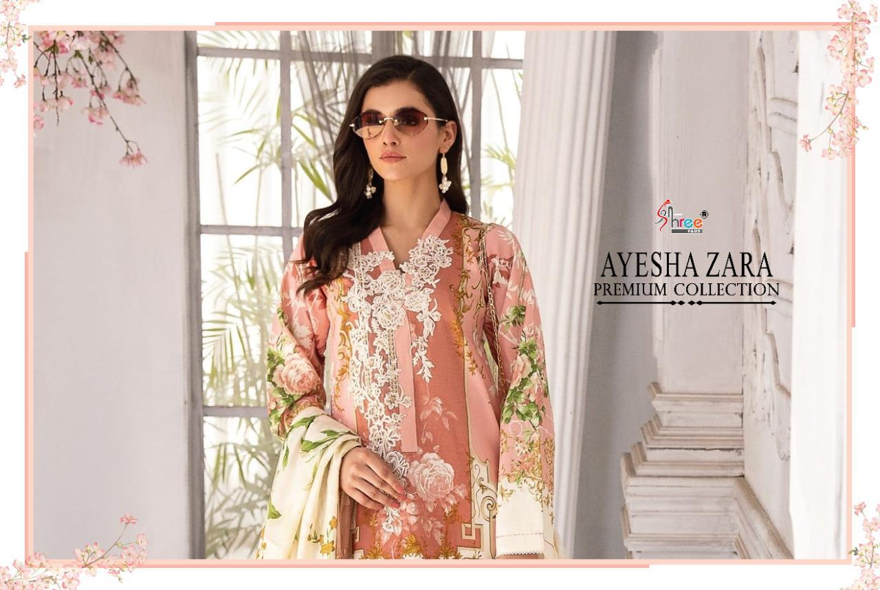 shree fab ayesha zara premium collection cotton catchy look salwar suit with cotton malmal dupatta catalog