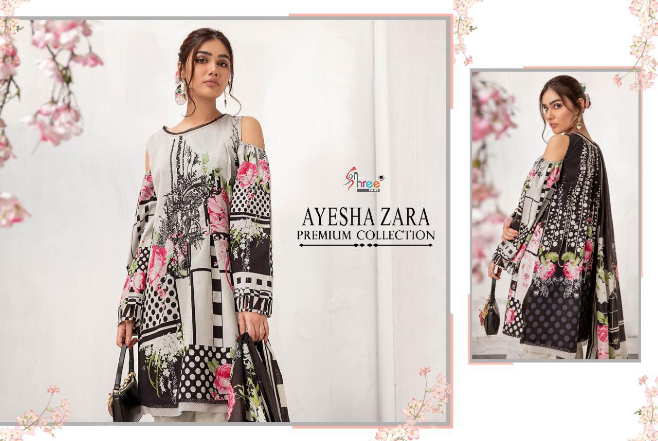 shree fab ayesha zara premium collection cotton catchy look salwar suit with cotton malmal dupatta catalog