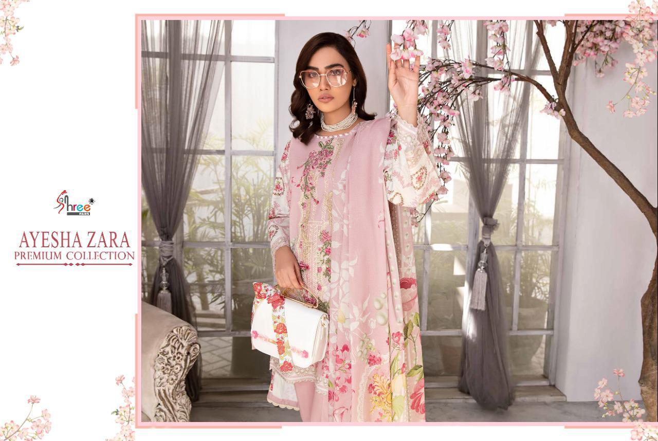 shree fab ayesha zara premium collection cotton catchy look salwar suit with cotton malmal dupatta catalog