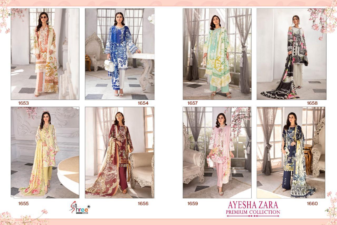 shree fab ayesha zara premium collection cotton catchy look salwar suit with cotton malmal dupatta catalog