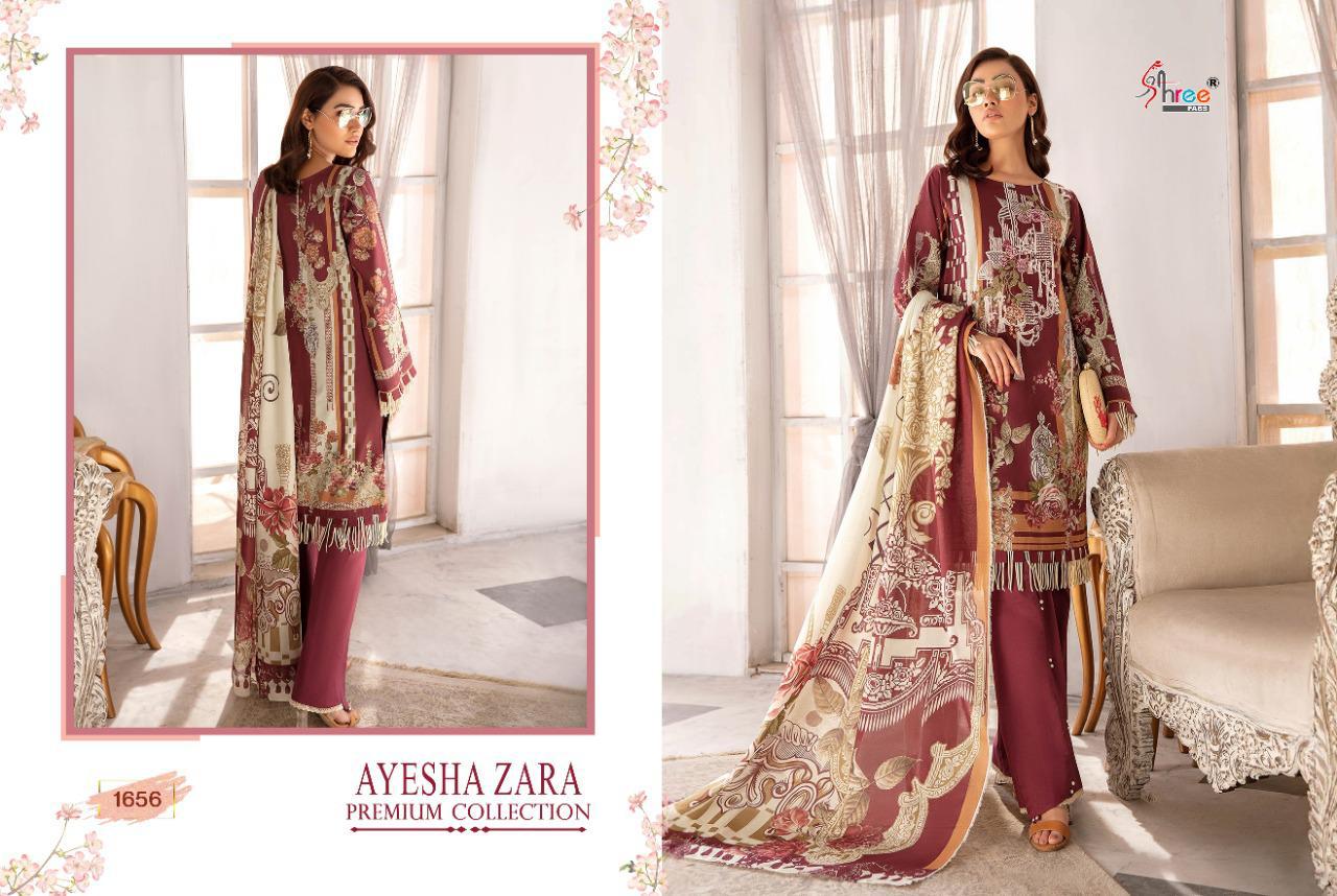 shree fab ayesha zara premium collection cotton catchy look salwar suit with cotton malmal dupatta catalog