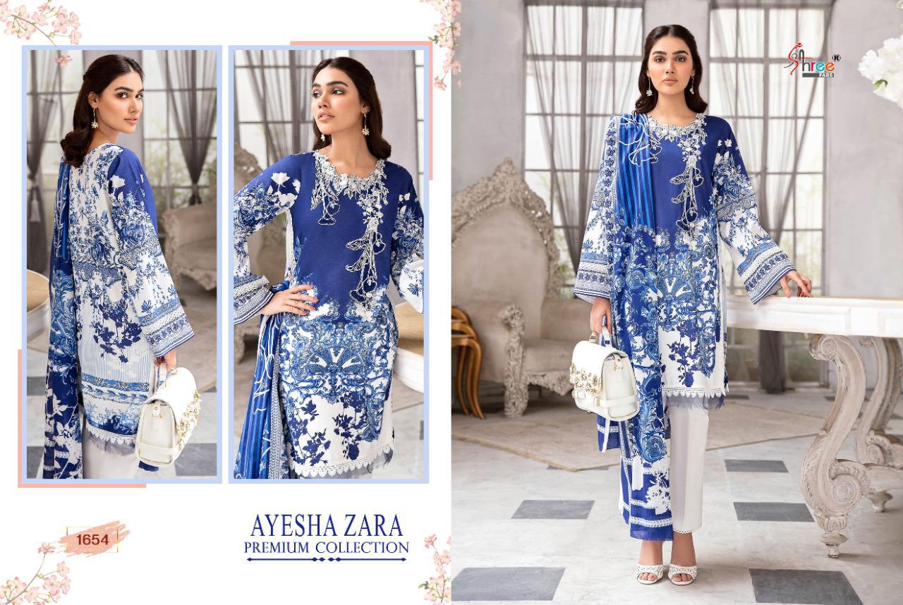 shree fab ayesha zara premium collection cotton catchy look salwar suit with cotton malmal dupatta catalog