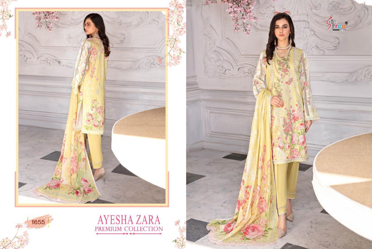 shree fab ayesha zara premium collection cotton regal look salwar suit with silver siffon dupatta catalog