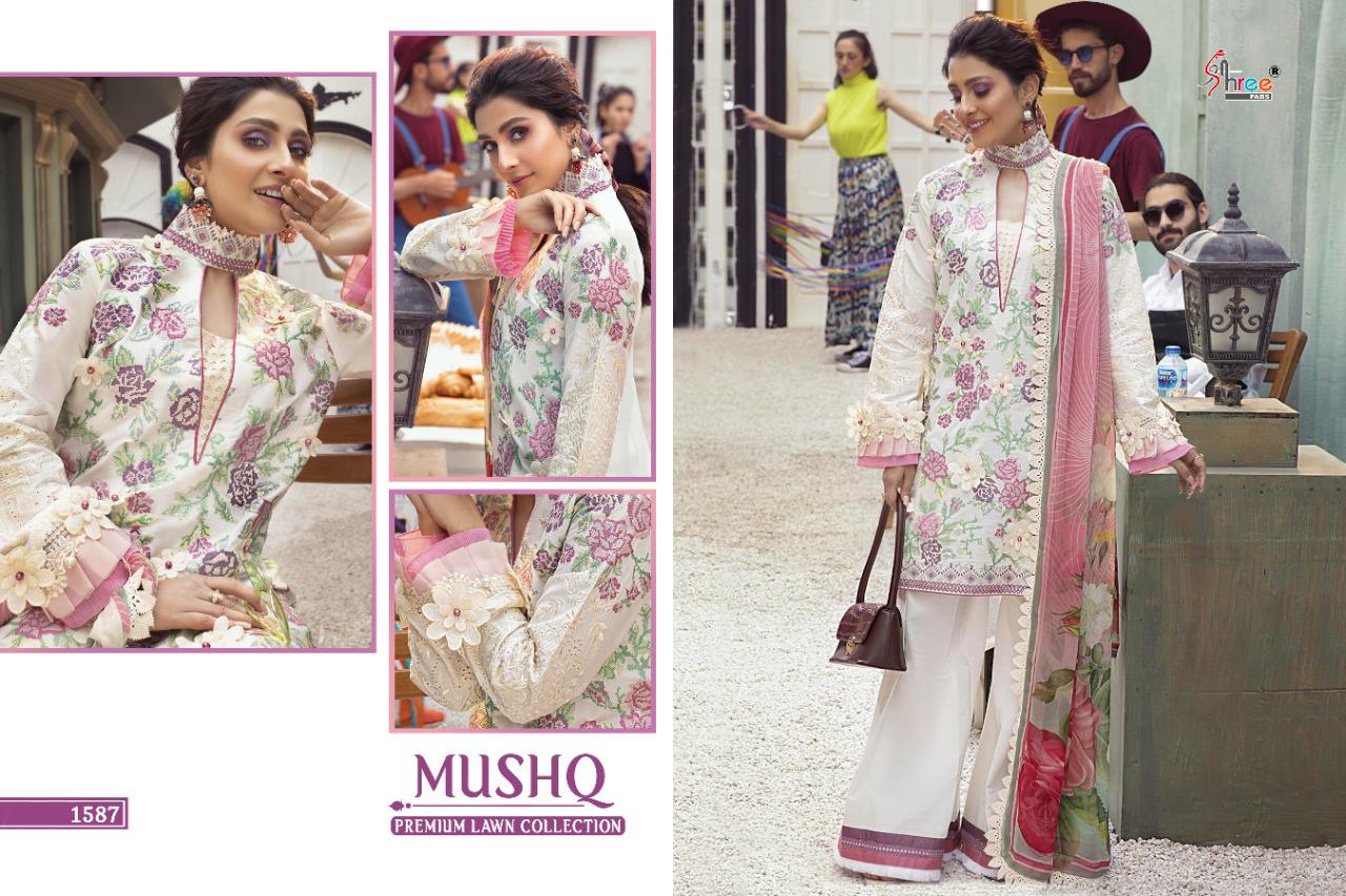 shree fab mushq premium lawan collection decent embroidary look salwar suit catalog