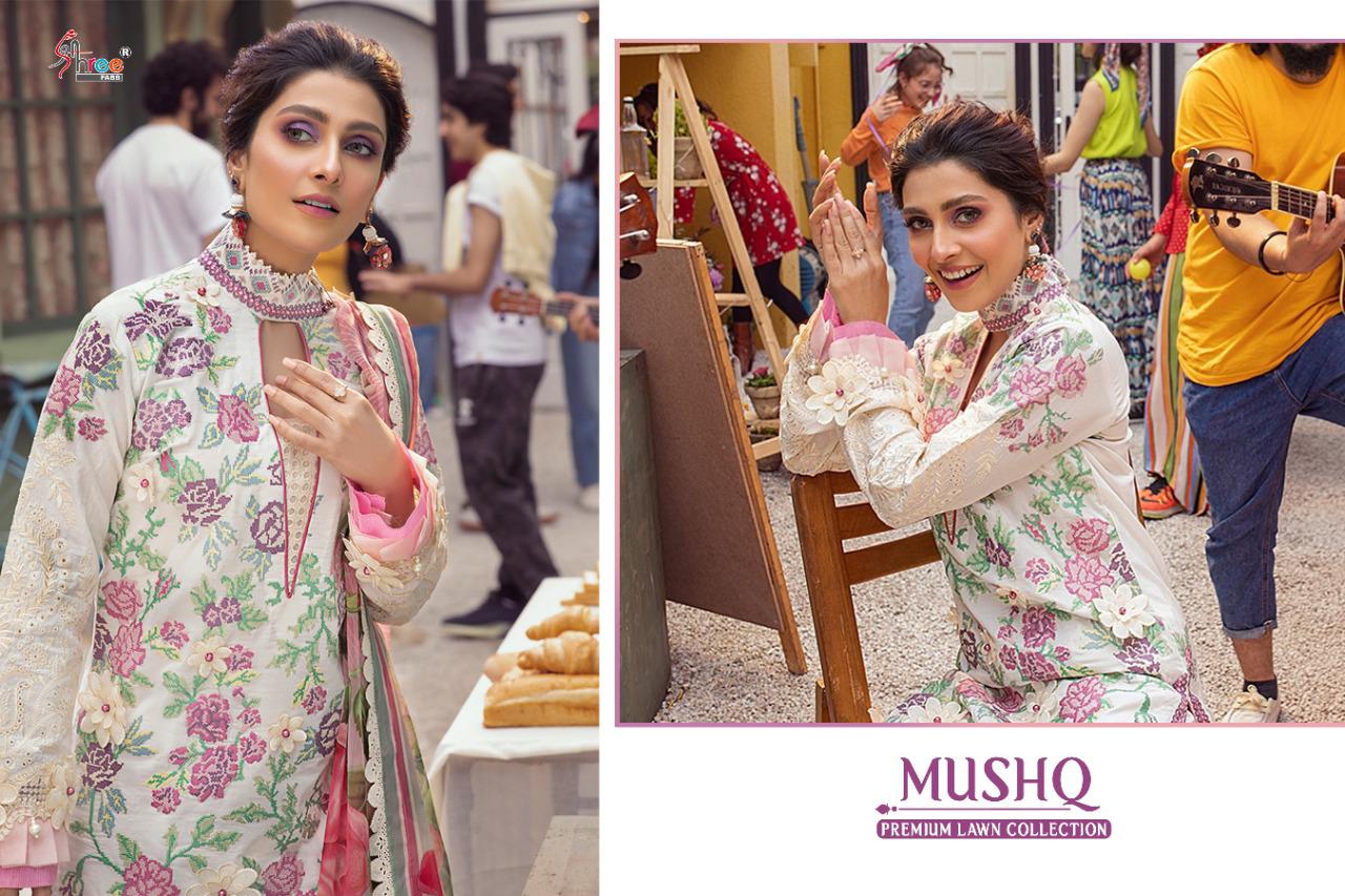 shree fab mushq premium lawan collection decent embroidary look salwar suit catalog