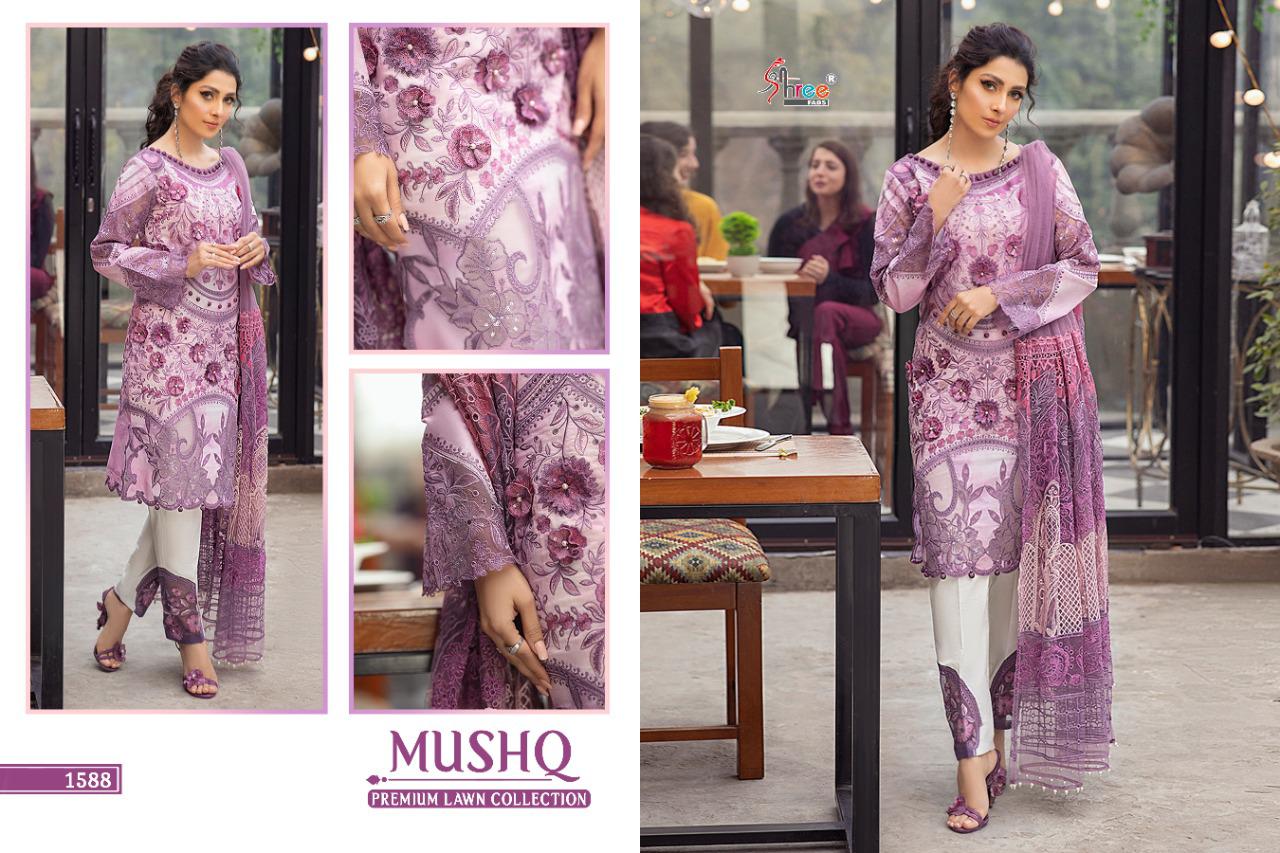 shree fab mushq premium lawan collection decent embroidary look salwar suit catalog