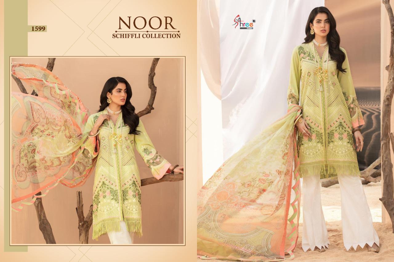 shree fab noor schiffli collection lawn  decent embroidary look salwar suit catalog