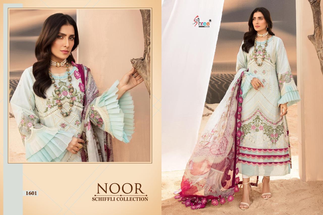 shree fab noor schiffli collection lawn  decent embroidary look salwar suit catalog