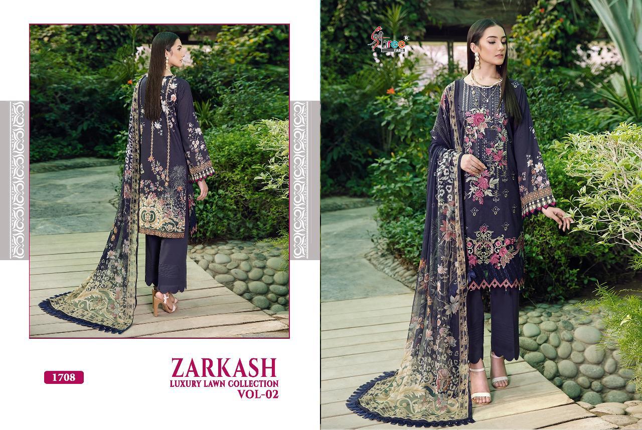 shree fab zarkash luxury lawn collection vol 02 catchy look salwar suit with cotton dupatta catalog