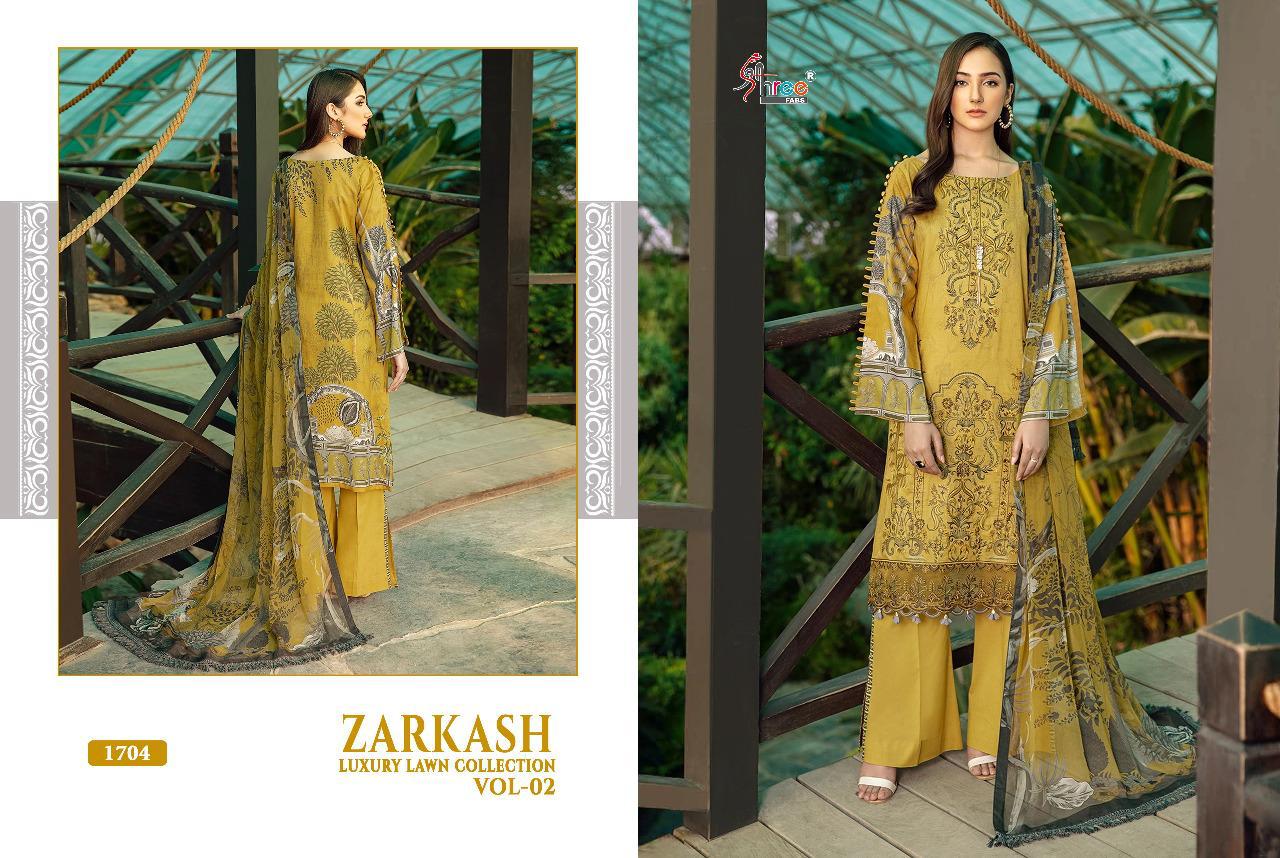 shree fab zarkash luxury lawn collection vol 02 catchy look salwar suit with cotton dupatta catalog