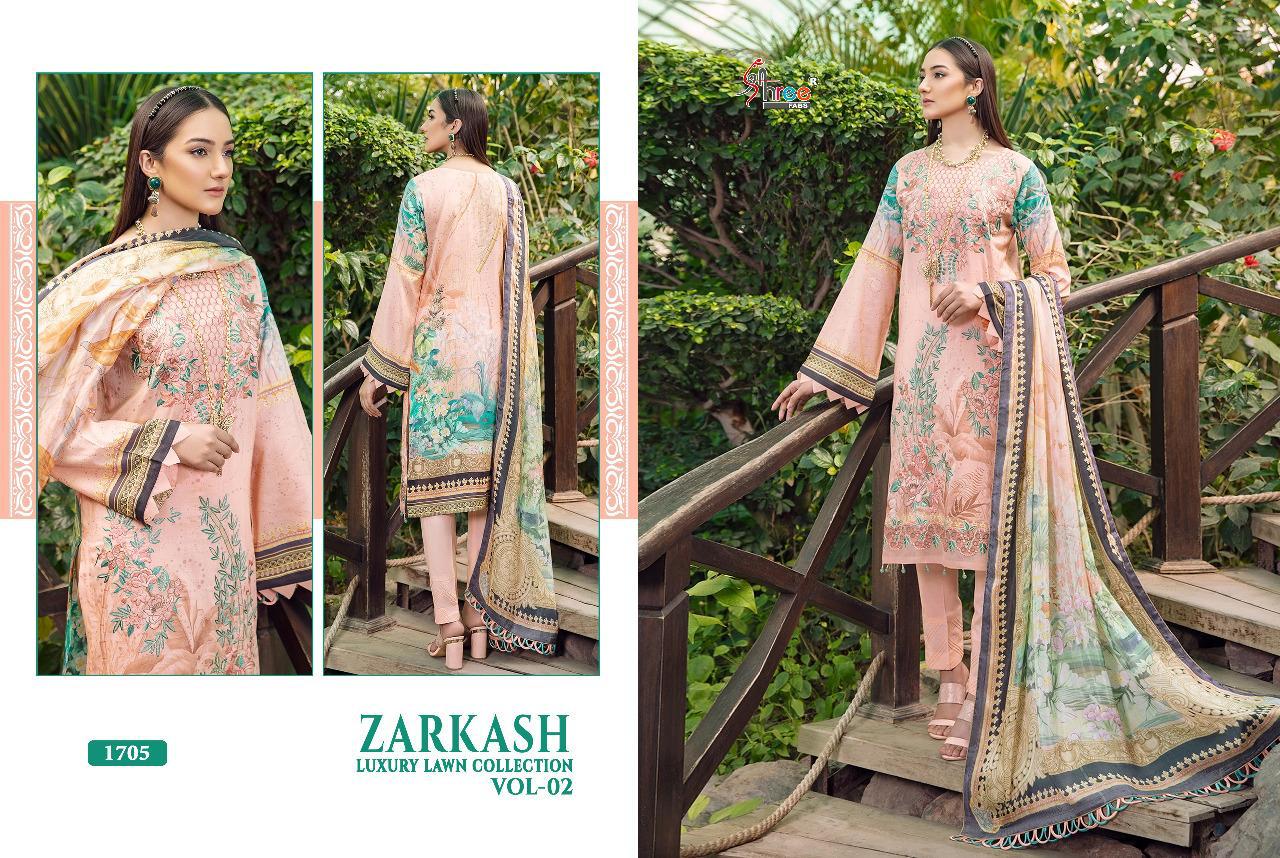 shree fab zarkash luxury lawn collection vol 02 catchy look salwar suit with cotton dupatta catalog