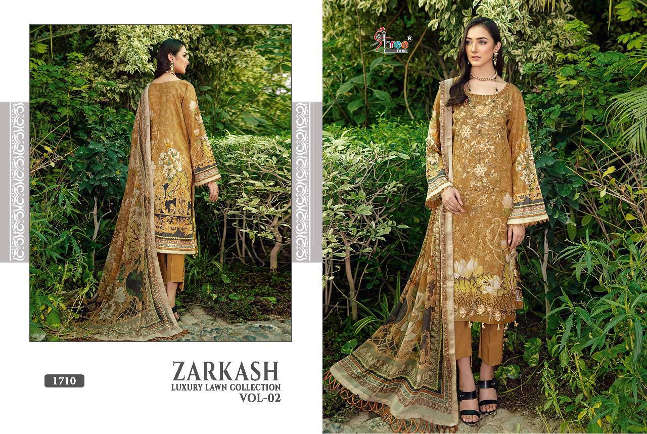 shree fab zarkash luxury lawn collection vol 02 catchy look salwar suit with cotton dupatta catalog