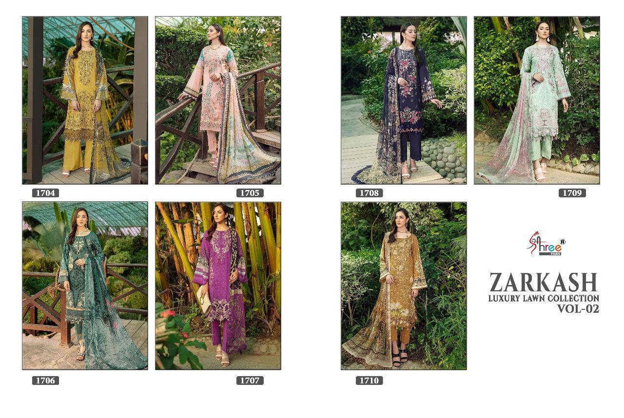 shree fab zarkash luxury lawn collection vol 02 catchy look salwar suit with cotton dupatta catalog