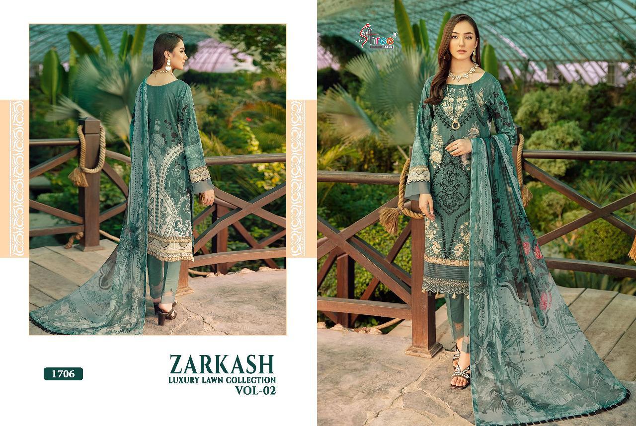 shree fab zarkash luxury lawn collection vol 02 catchy look salwar suit with cotton dupatta catalog