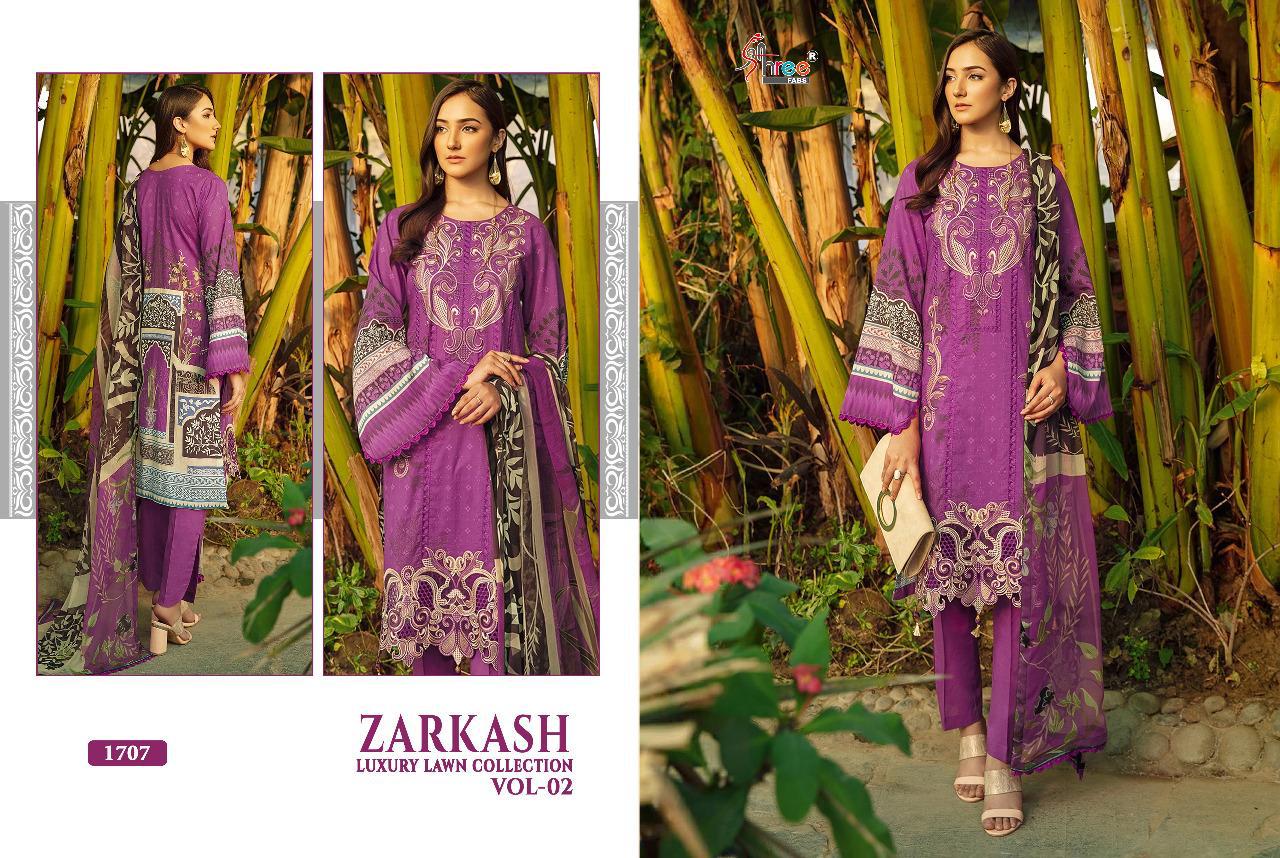 shree fab zarkash luxury lawn collection vol 02 catchy look salwar suit with cotton dupatta catalog