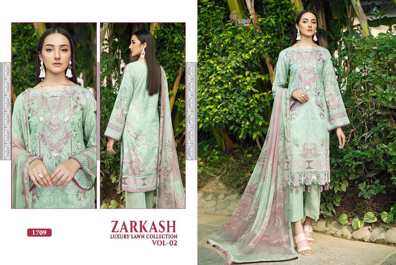 shree fab zarkash luxury lawn collection vol 02 catchy look salwar suit with cotton dupatta catalog