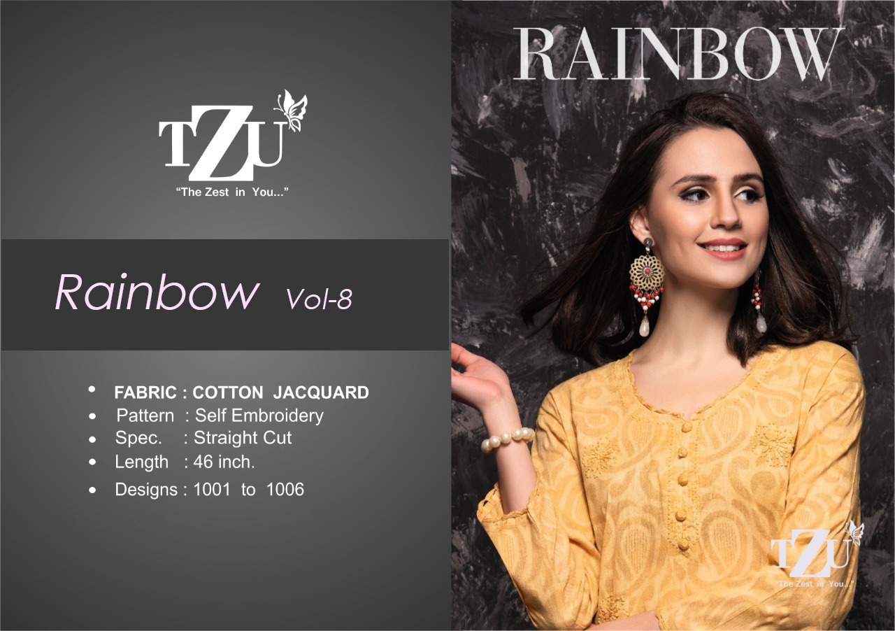 tzu rainbow 8 cotton decent look kurti with plazzo catalog