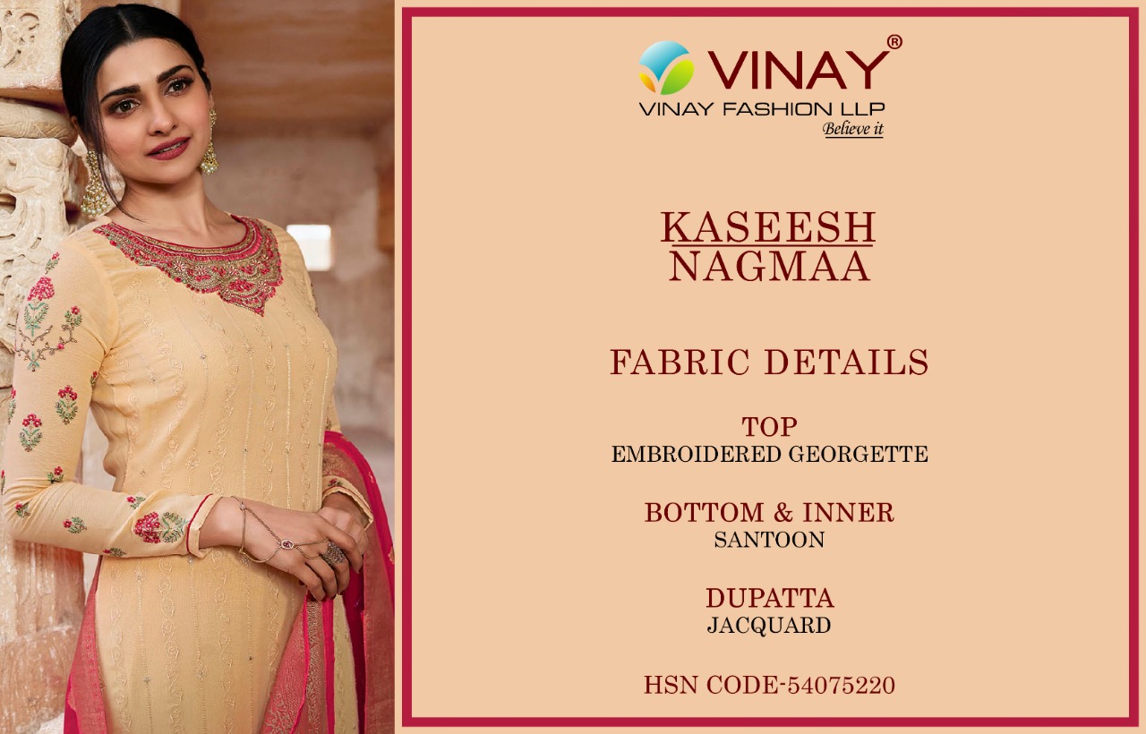 vinay fashion nagmaa georgette decent embroidary look  salwar suit catalog