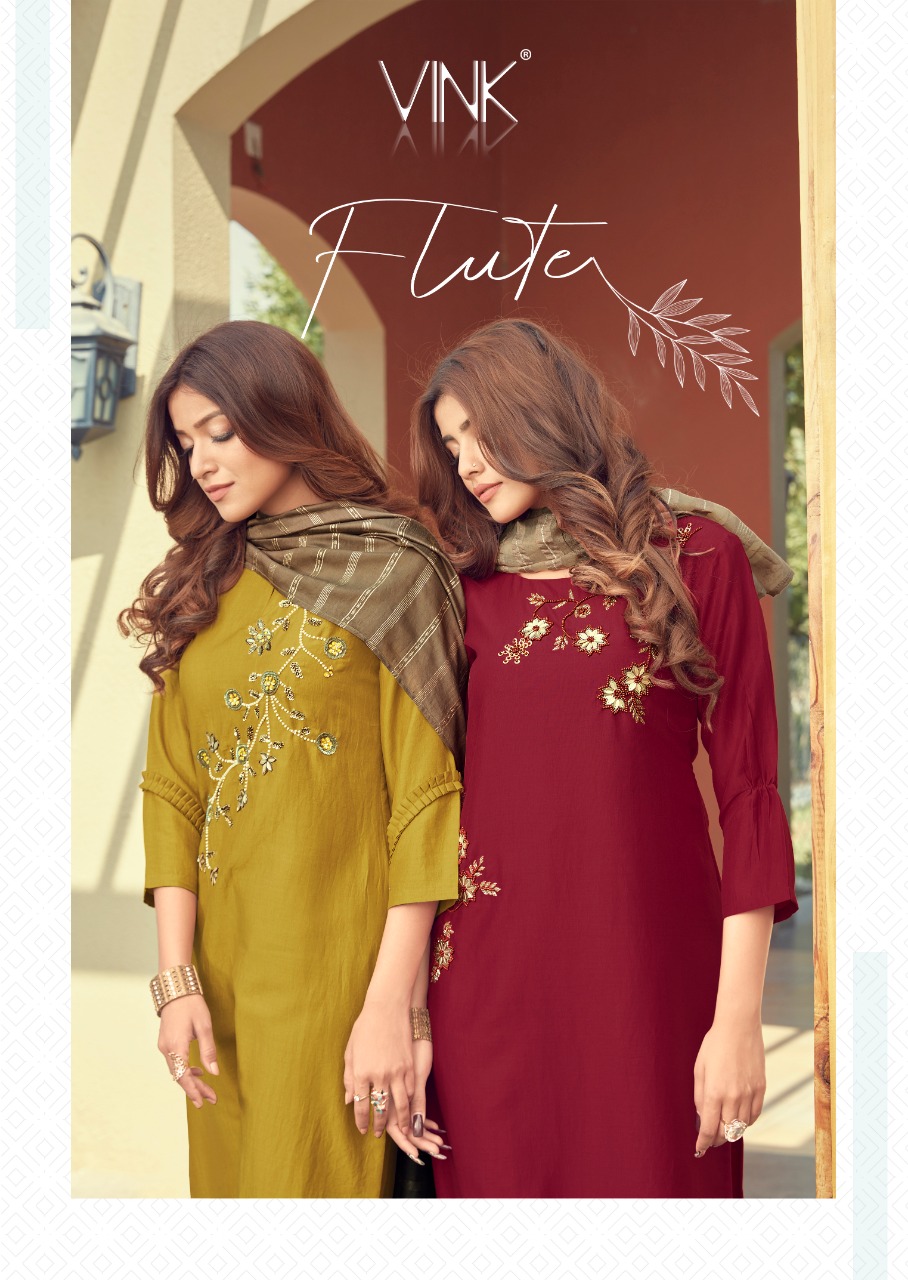 vink flute viscose new and modern style kurti with bottom and dupatta catalog