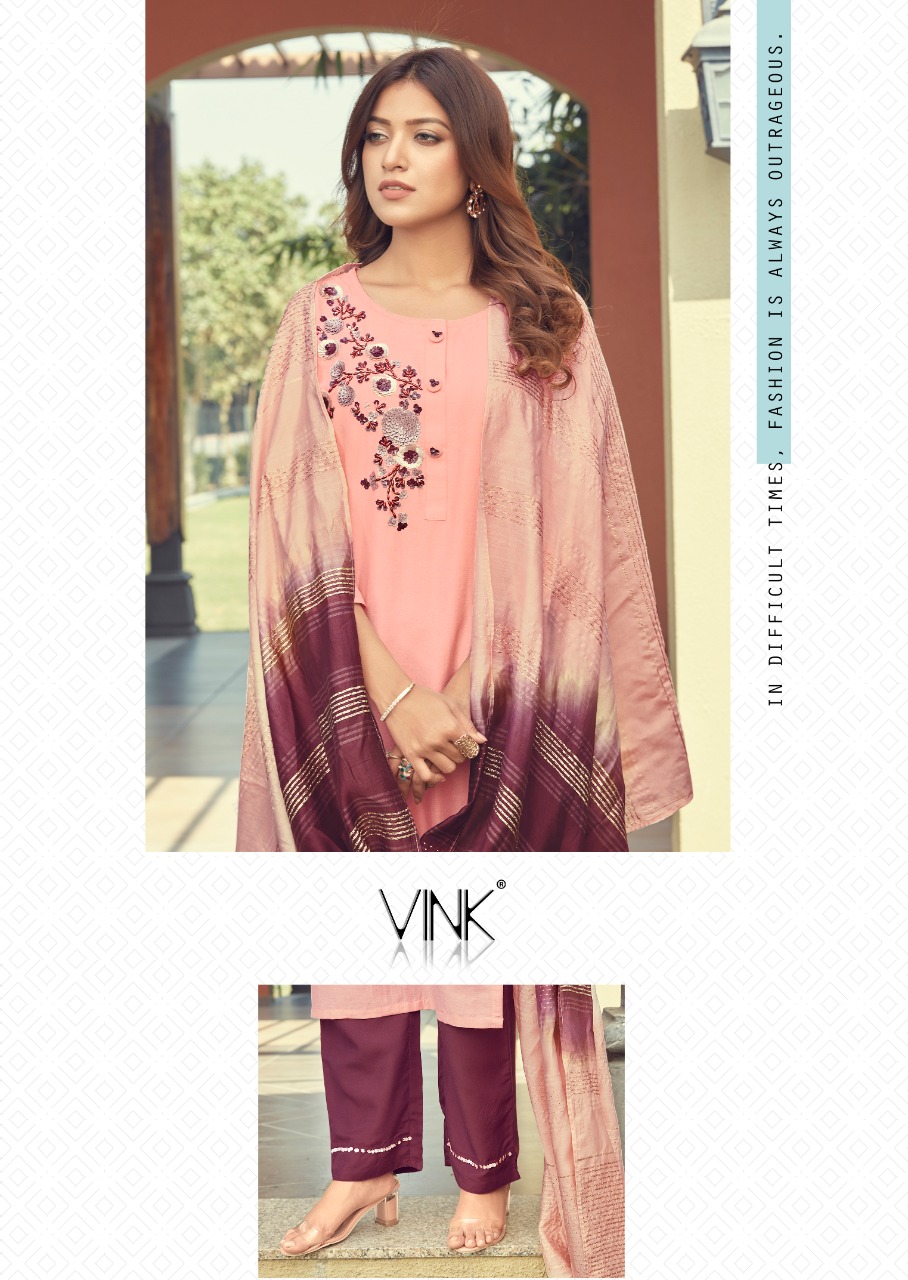 vink flute viscose new and modern style kurti with bottom and dupatta catalog