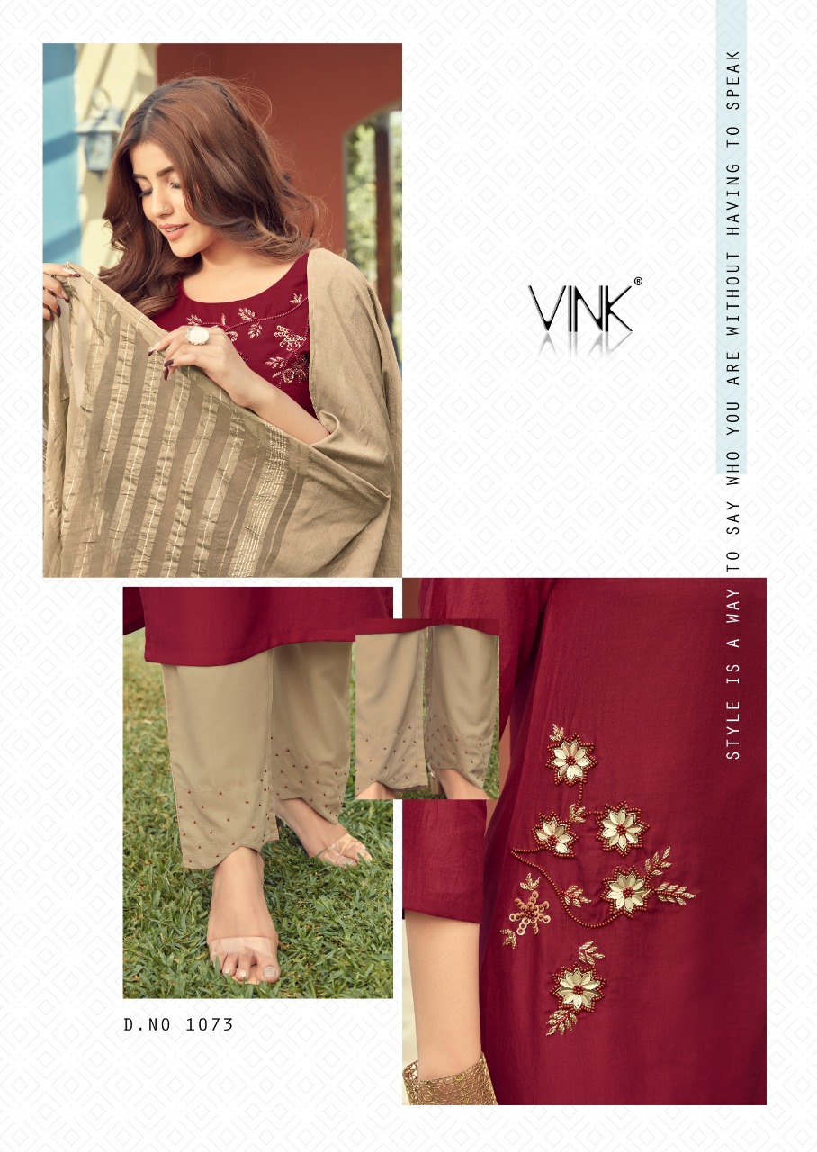 vink flute viscose new and modern style kurti with bottom and dupatta catalog