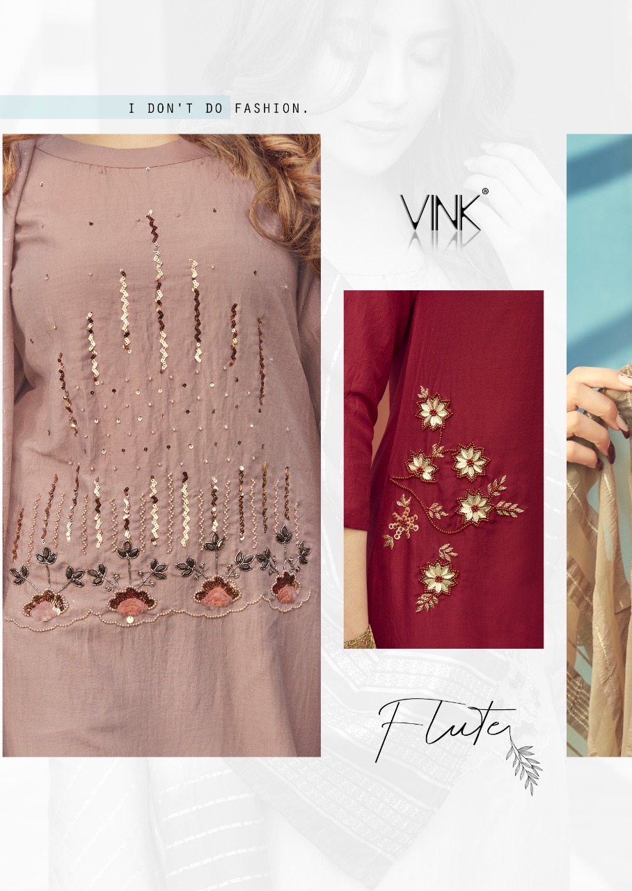 vink flute viscose new and modern style kurti with bottom and dupatta catalog