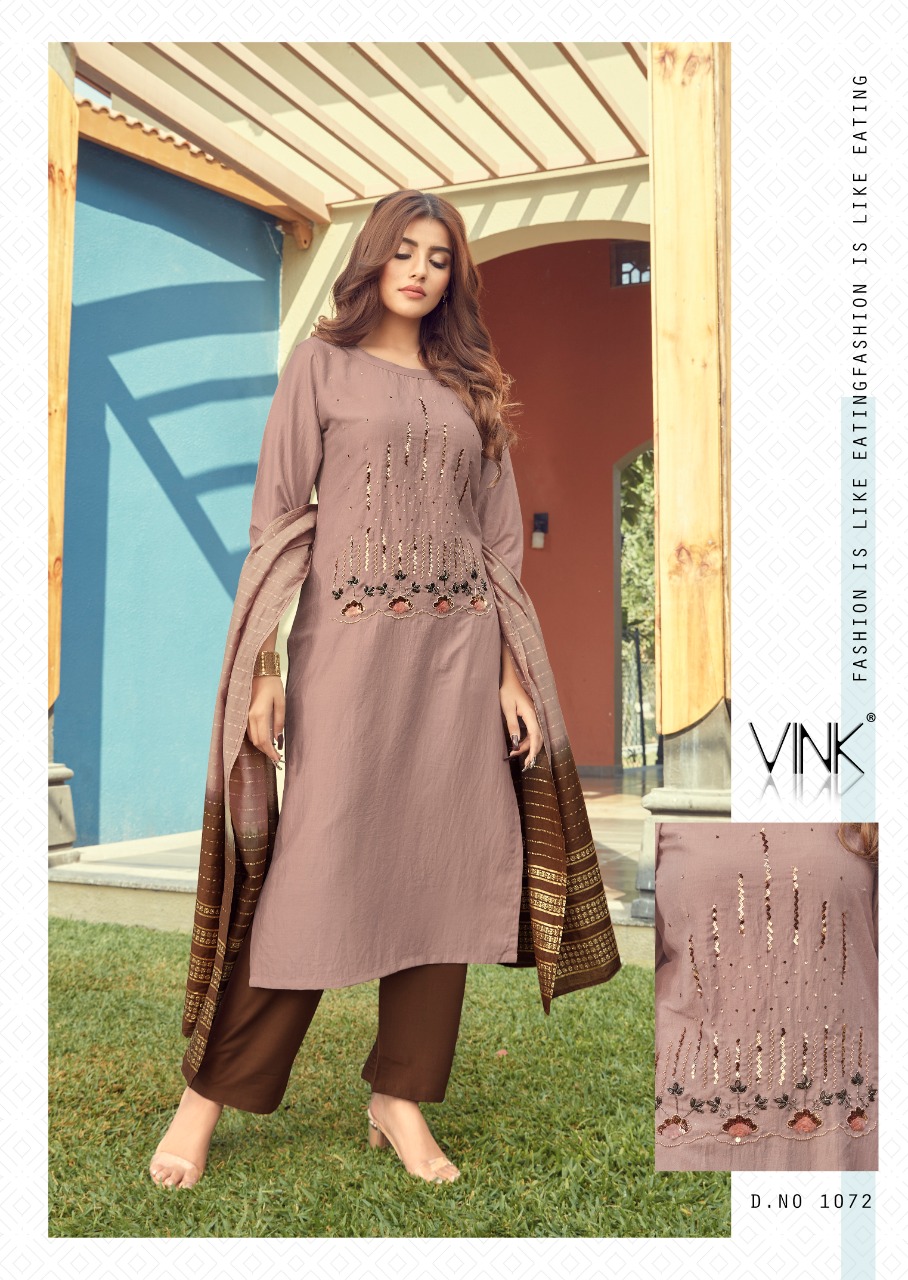 vink flute viscose new and modern style kurti with bottom and dupatta catalog