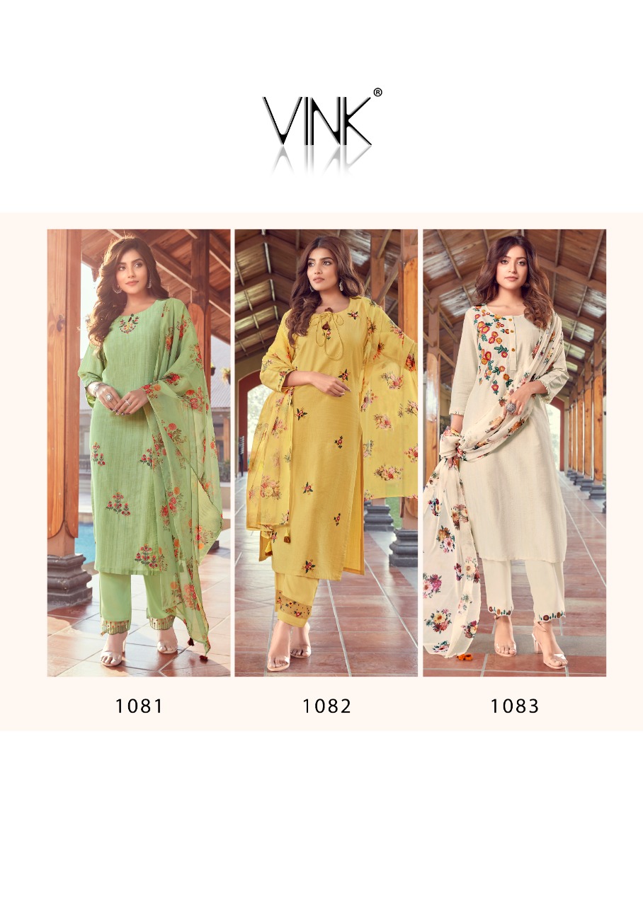 vink occasions viscose new and modern style kurta with pant and dupatta catalog