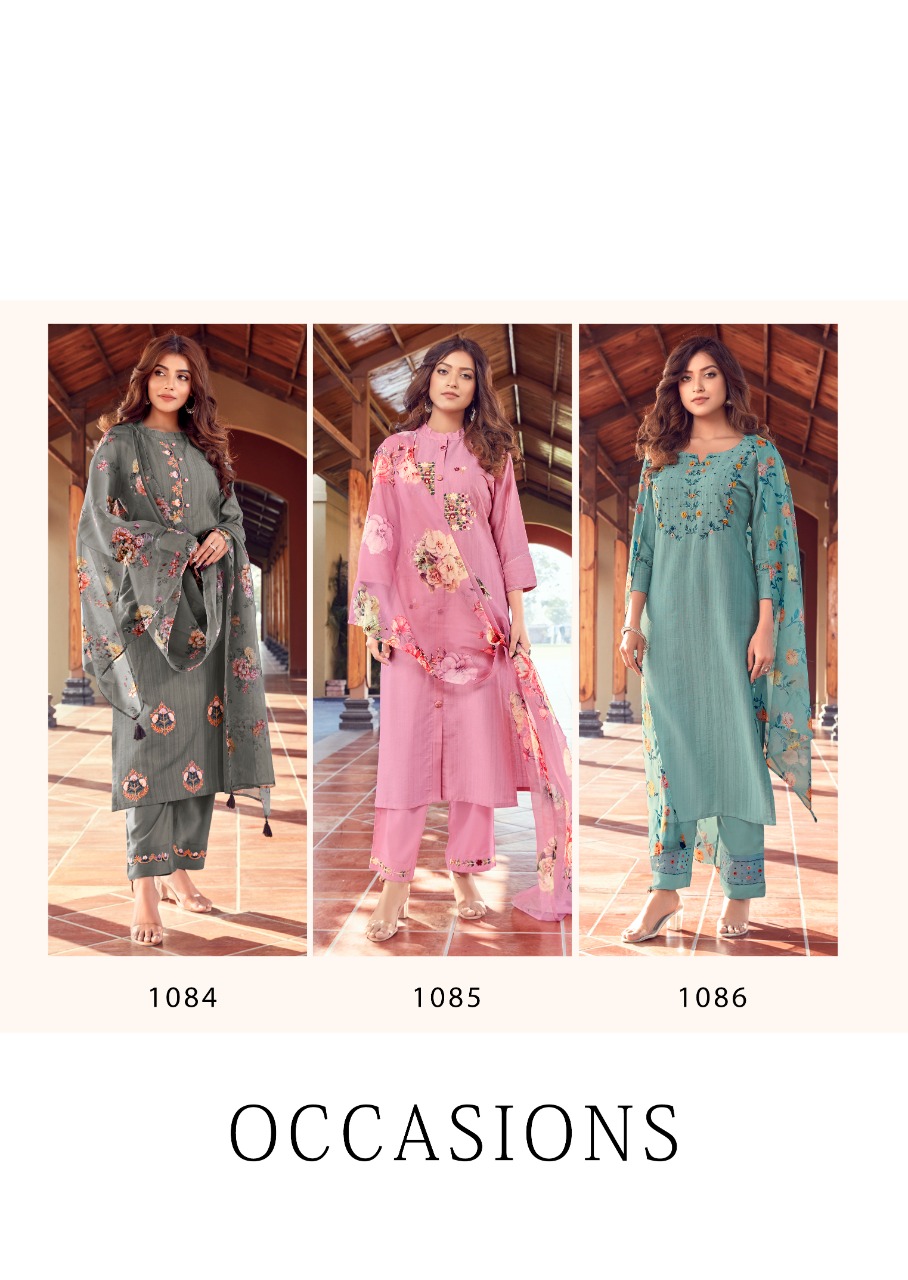 vink occasions viscose new and modern style kurta with pant and dupatta catalog