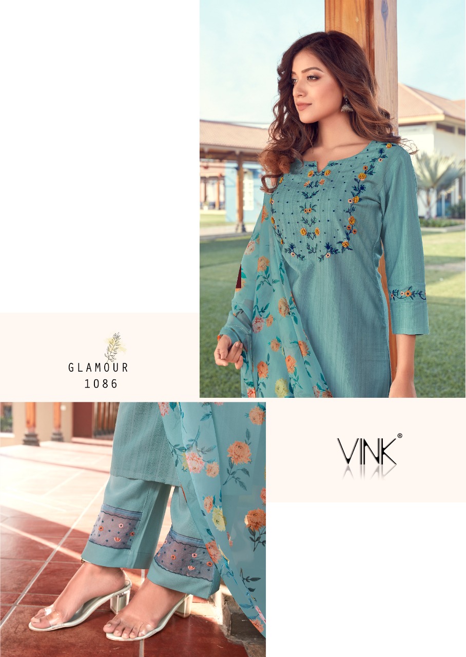 vink occasions viscose new and modern style kurta with pant and dupatta catalog