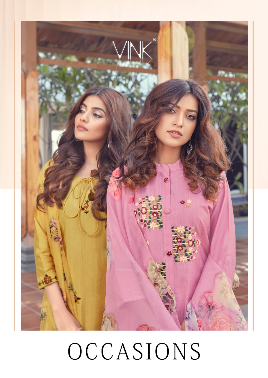 vink occasions viscose new and modern style kurta with pant and dupatta catalog