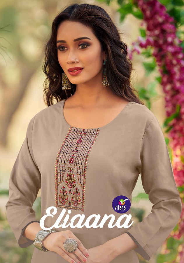 vitara fashion eliana rayon elegant kurti with pant catalog